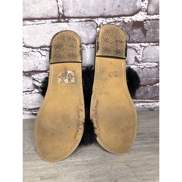 Sam Edelman Griselda Black Faux Fur Strap Slides Sandals Women’s Sz 9M US/39EU - Picture 10 of 15